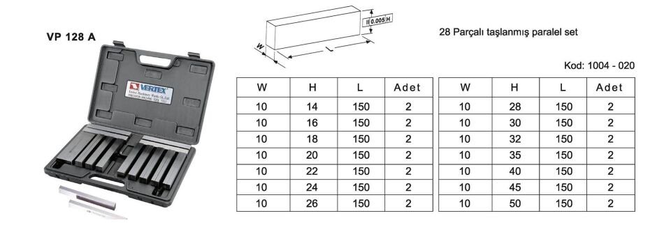 Taşlanmış Paralel Tk. Altlık 28 Parça